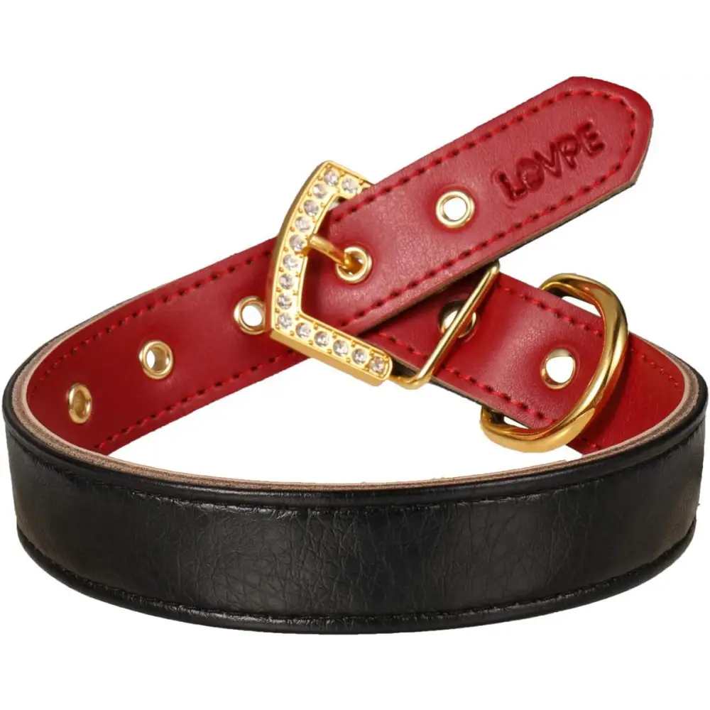 3 Rows Personalized Rhinestone Leather Bling Crystal Dog Collar with Golden Rhinestone Buckle for Small Medium Breeds (S(Neck For:11-13 Inch), Red)