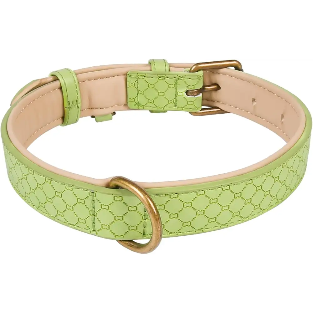 Basic Classic Luxury Padded Leather Dog Collar - Rust Proof Brass Strong Leather Collar Heavy Duty Alloy Hardware Best for Small, Medium, Large Dogs