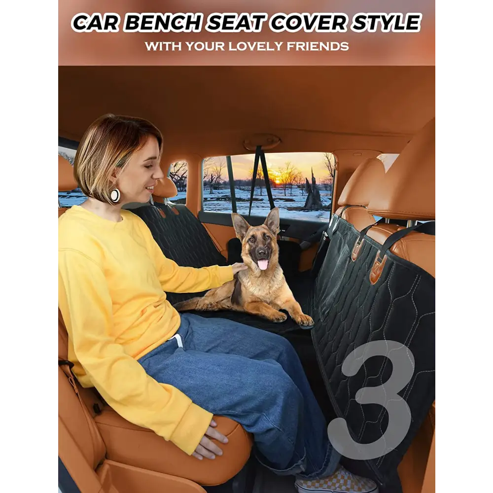 Dog Car Seat Cover for Back Seat, 100% Scratchproof Waterproof Backseat Cover for Dogs, Dog Seat Cover for Suvs, Dog Back Seat Cover with Mesh Window, Nonslip - Black
