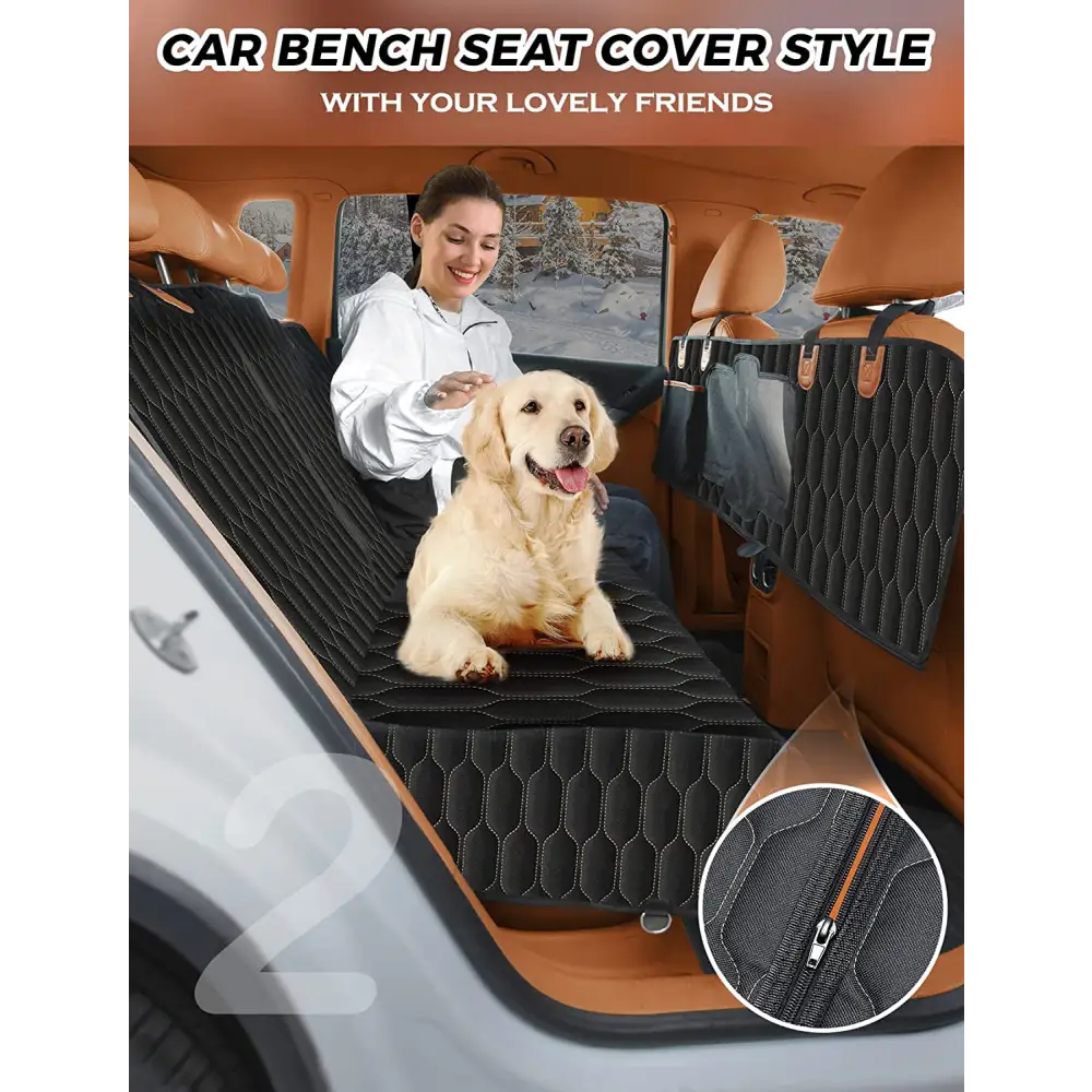 Dog Car Seat Cover for Back Seat, 100% Scratchproof Waterproof Backseat Cover for Dogs, Dog Seat Cover for Suvs, Dog Back Seat Cover with Mesh Window, Nonslip - Black