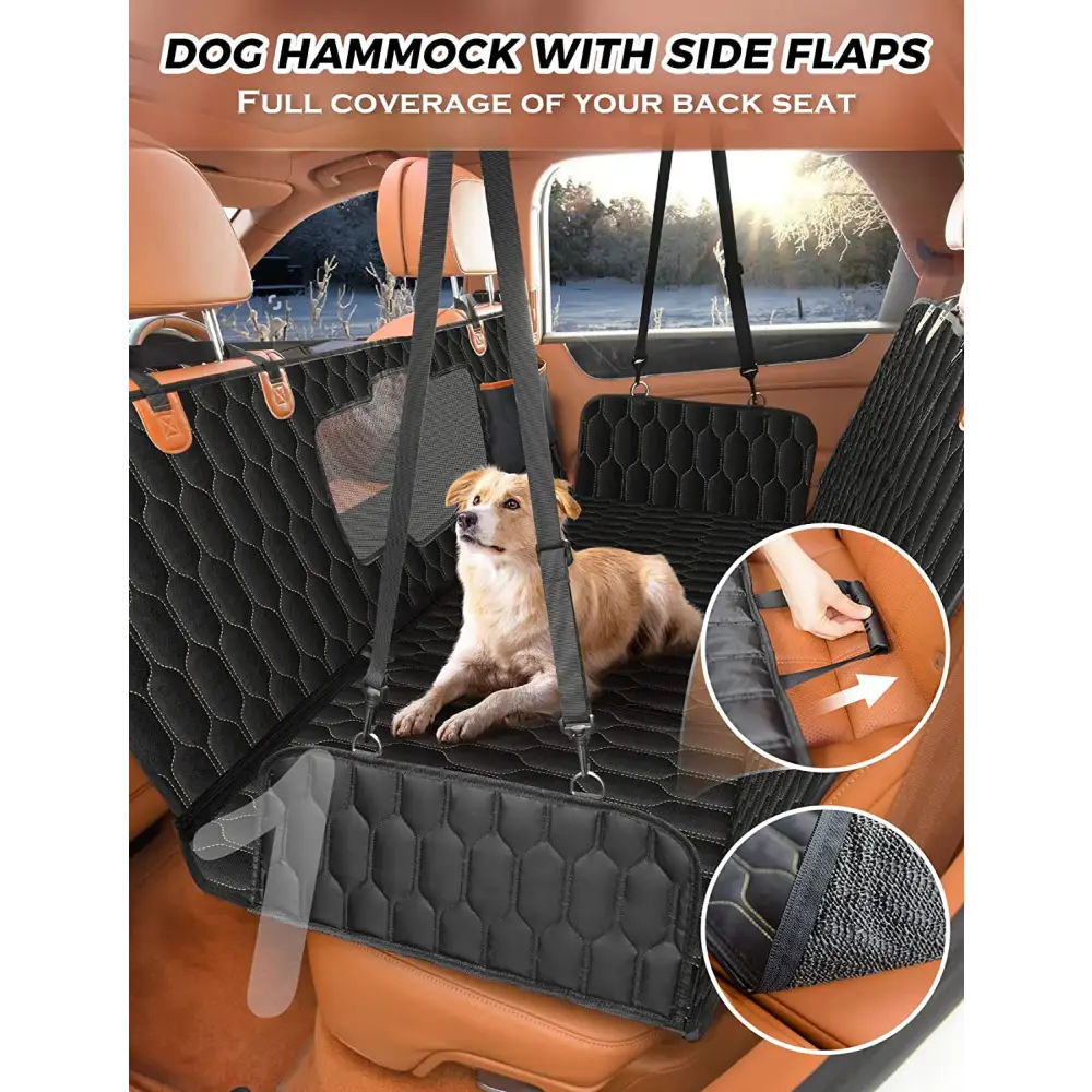 Dog Car Seat Cover for Back Seat, 100% Scratchproof Waterproof Backseat Cover for Dogs, Dog Seat Cover for Suvs, Dog Back Seat Cover with Mesh Window, Nonslip - Black