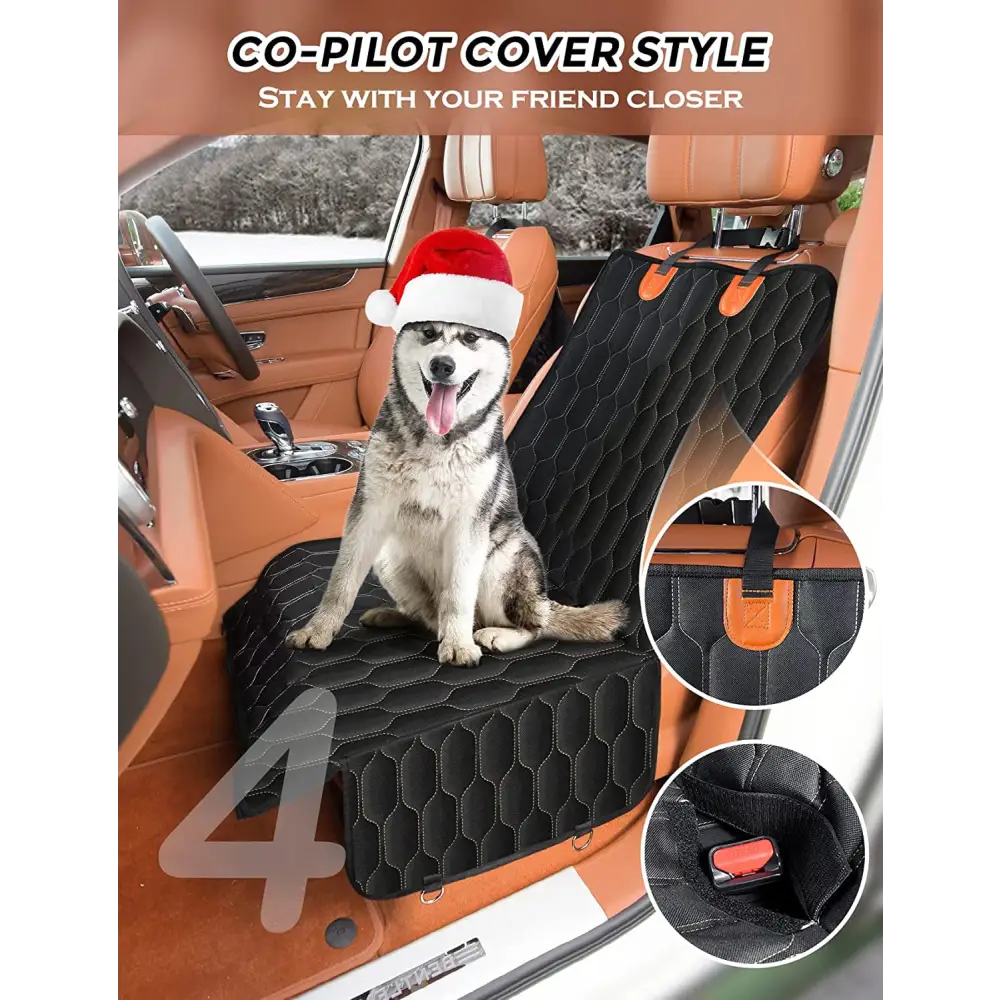 Dog Car Seat Cover for Back Seat, 100% Scratchproof Waterproof Backseat Cover for Dogs, Dog Seat Cover for Suvs, Dog Back Seat Cover with Mesh Window, Nonslip - Black