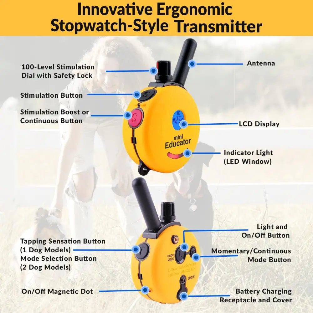 E-Collar Humane Dog Training Collar with Remote 100 Safe Tapping Stimulation Levels Night Light Waterproof Rechargeable