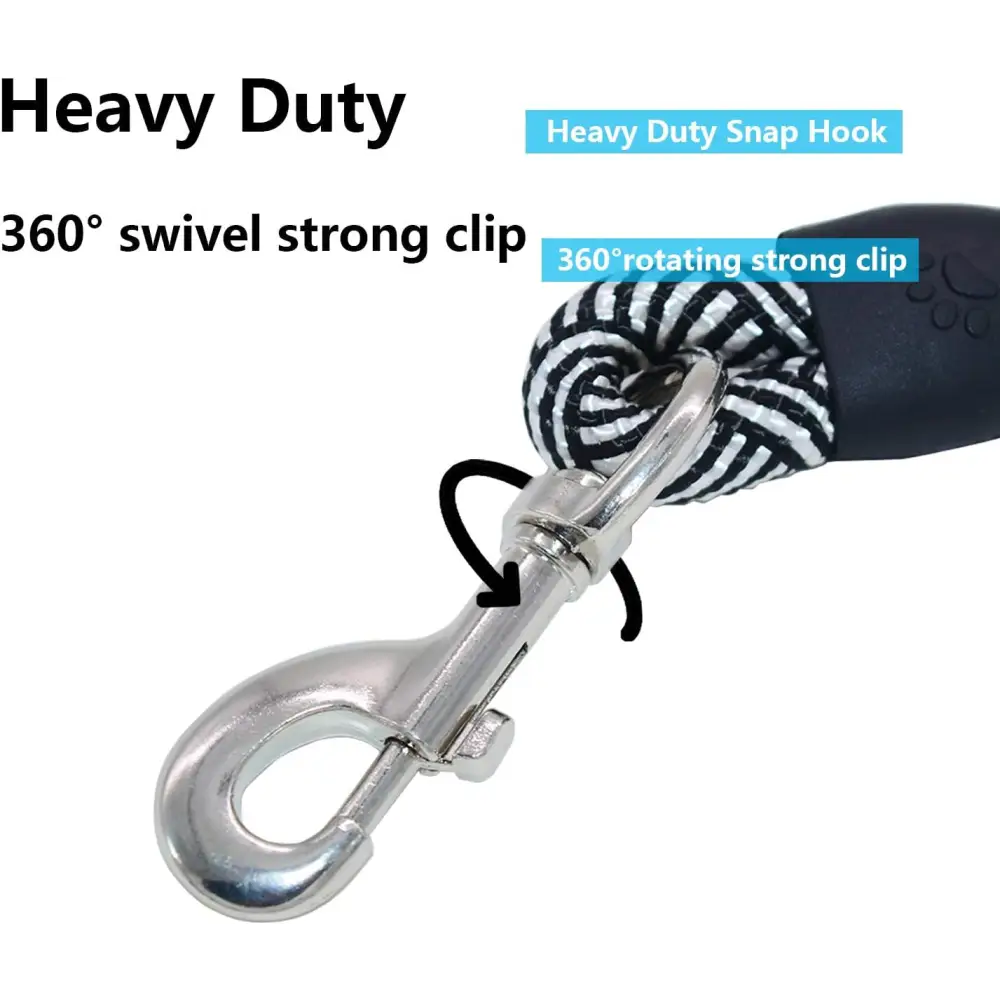 Heavy Duty 10 FT Dog Leash with Comfortable Padded Handle - Reflective, Medium & Large Dogs, Black