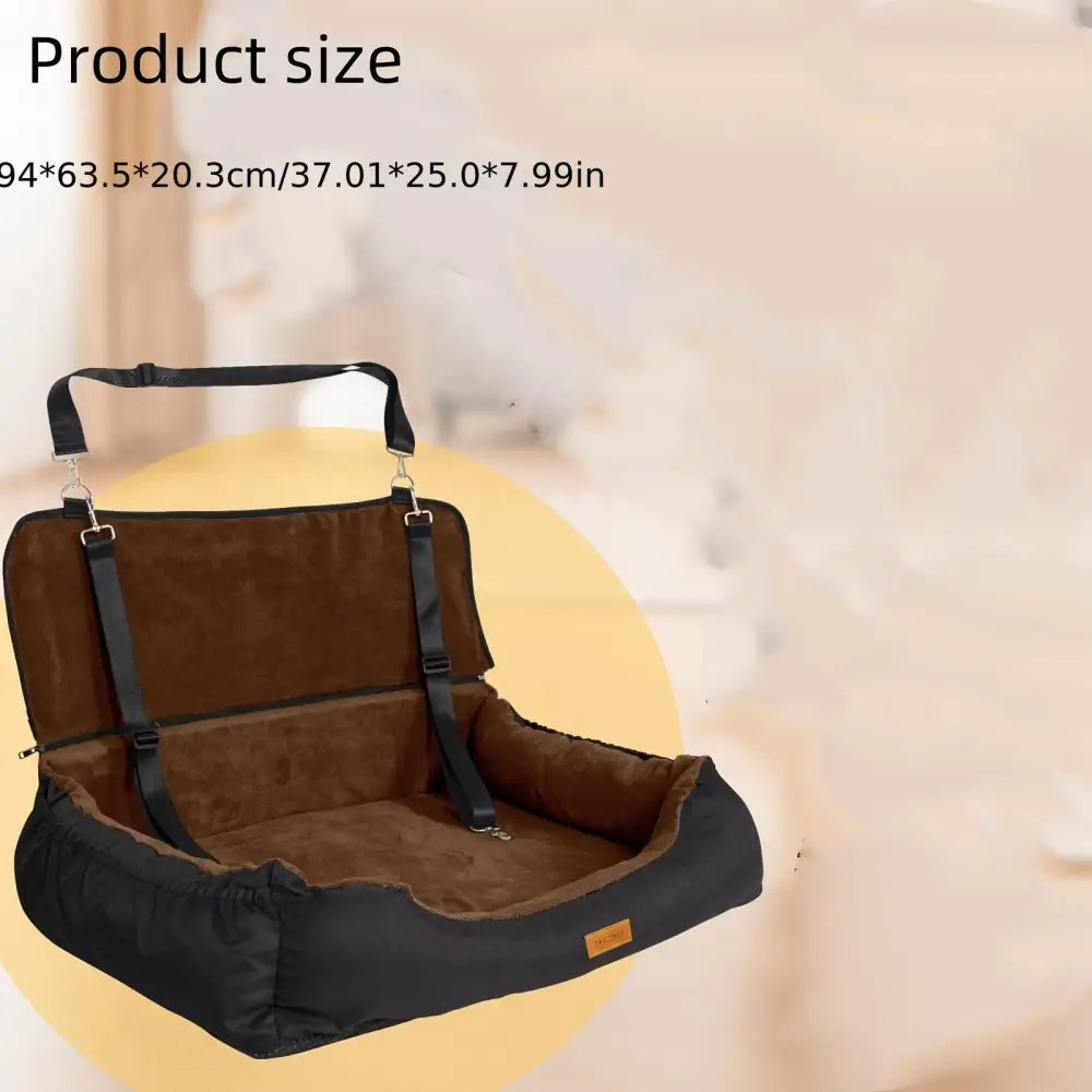 Large Brown Two-seater Dog Car Seat Can Also Be Used As A Kennel At Home 6 Adjustable Straps (including Headrest Car