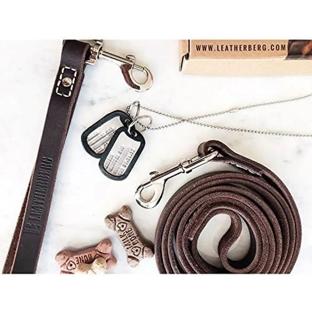 Leather Dog Training Leash - Brown 6 Foot X 3/4" Dog Walking Leash Best for Medium Large Dogs, Latigo Leather Dog Lead & Puppy Trainer Leash