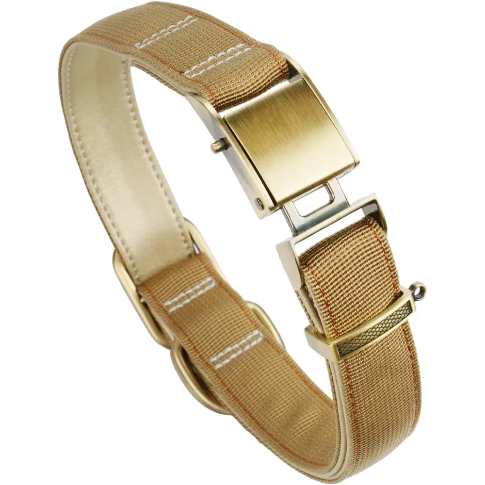 Luxury Padded Adjustable Heavy Duty Nylon Dog Collar, Seatbelt Metal Buckle,For Medium Large Pets