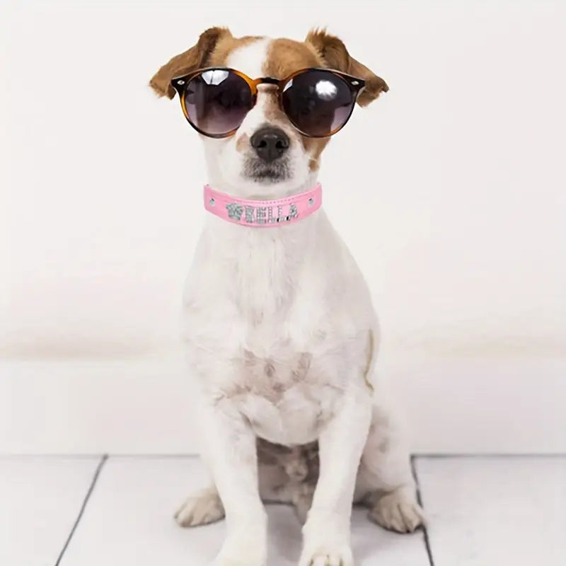 Personalized Dog Collar PU Leather Puppy Cat ID Collars With Rhinestone Heart Star Shaped Dog Accessory For Small