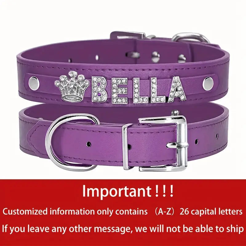Personalized Dog Collar PU Leather Puppy Cat ID Collars With Rhinestone Heart Star Shaped Dog Accessory For Small