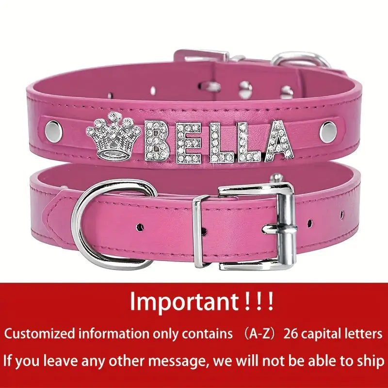 Personalized Dog Collar PU Leather Puppy Cat ID Collars With Rhinestone Heart Star Shaped Dog Accessory For Small