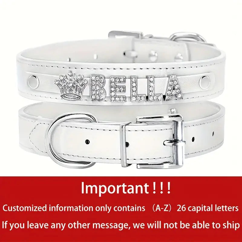 Personalized Dog Collar PU Leather Puppy Cat ID Collars With Rhinestone Heart Star Shaped Dog Accessory For Small