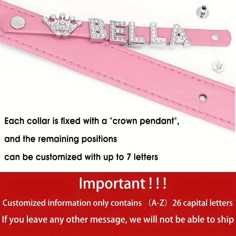 Personalized Dog Collar PU Leather Puppy Cat ID Collars With Rhinestone Heart Star Shaped Dog Accessory For Small