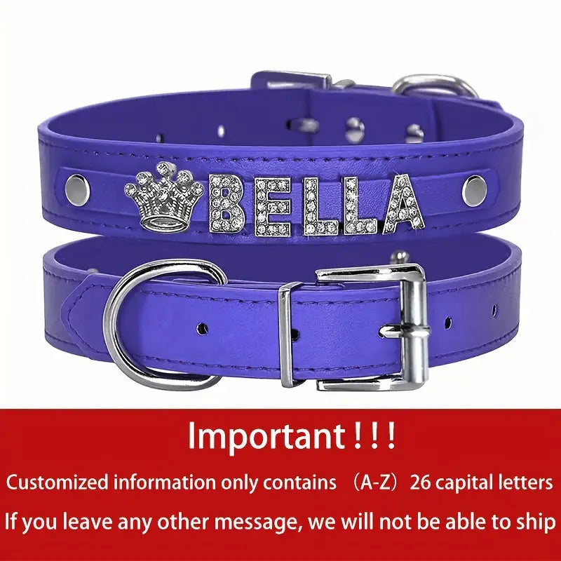 Personalized Dog Collar PU Leather Puppy Cat ID Collars With Rhinestone Heart Star Shaped Dog Accessory For Small