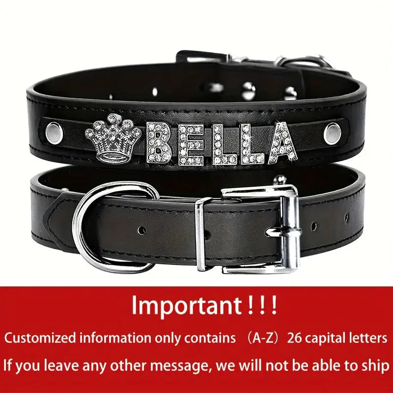 Personalized Dog Collar PU Leather Puppy Cat ID Collars With Rhinestone Heart Star Shaped Dog Accessory For Small