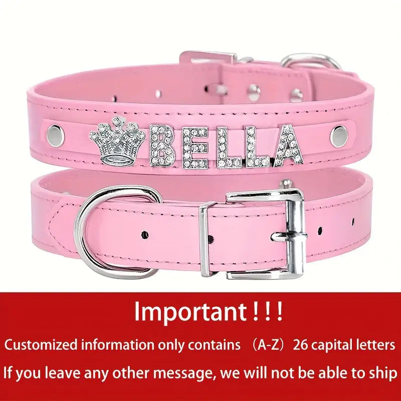 Personalized Dog Collar PU Leather Puppy Cat ID Collars With Rhinestone Heart Star Shaped Dog Accessory For Small
