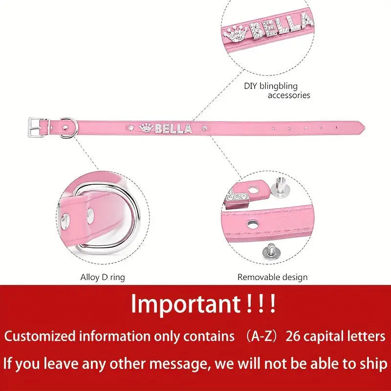 Personalized Dog Collar PU Leather Puppy Cat ID Collars With Rhinestone Heart Star Shaped Dog Accessory For Small