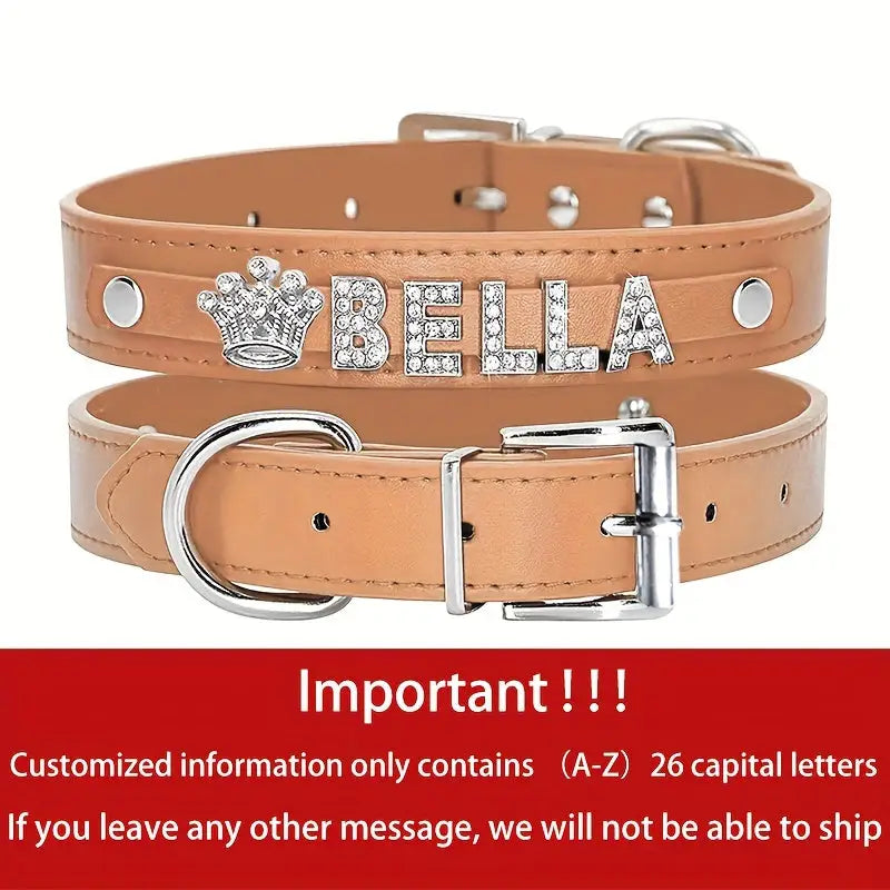 Personalized Dog Collar PU Leather Puppy Cat ID Collars With Rhinestone Heart Star Shaped Dog Accessory For Small