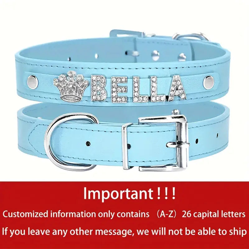 Personalized Dog Collar PU Leather Puppy Cat ID Collars With Rhinestone Heart Star Shaped Dog Accessory For Small