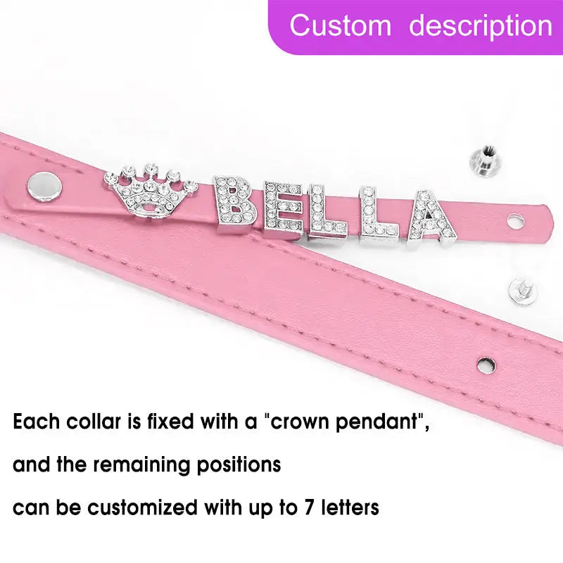 Personalized Dog Collar PU Leather Puppy Cat ID Collars With Rhinestone Heart Star Shaped Dog Accessory For Small