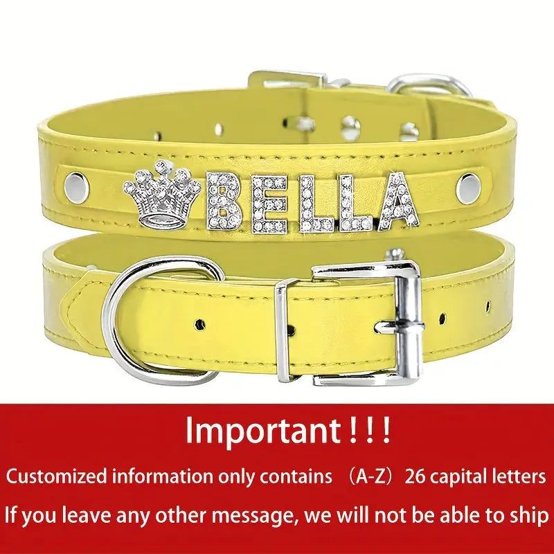 Personalized Dog Collar PU Leather Puppy Cat ID Collars With Rhinestone Heart Star Shaped Dog Accessory For Small