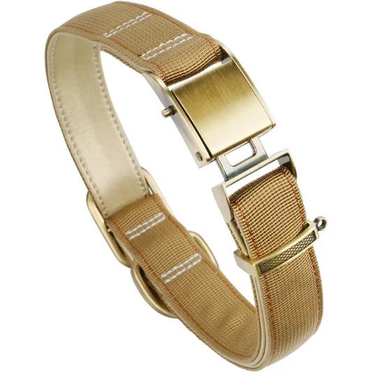Luxury Padded Adjustable Heavy Duty Nylon Dog Collar, Seatbelt Metal Buckle,For Medium Large Pets