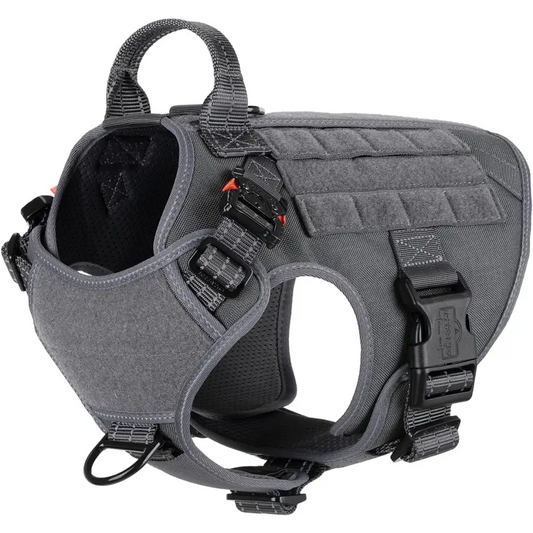 Tactical Dog Harness,Medium Size, 2X Metal Buckle,Working Dog MOLLE Vest with Handle,No Pulling Front Leash Clip,Hook and Loop Panel